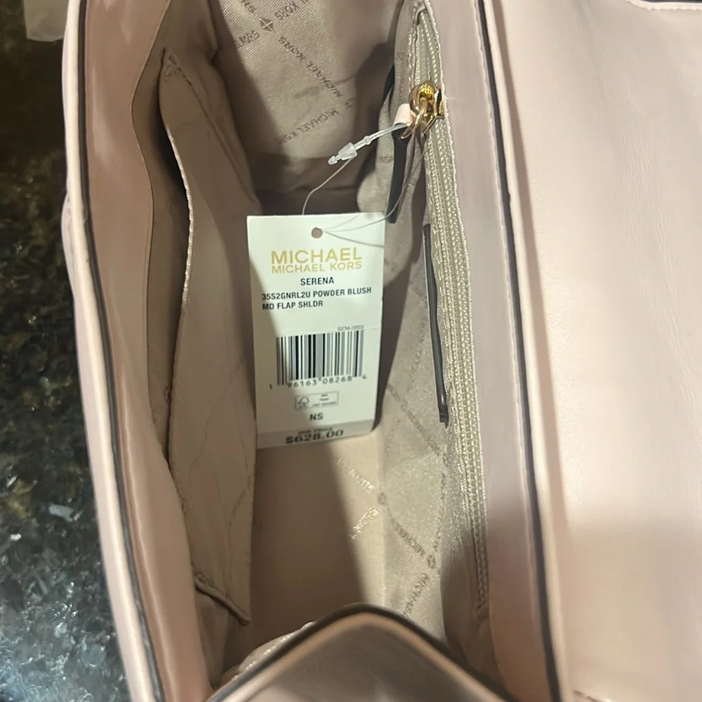 Michael Kors Serena Powder Blush Quilted Med Flap Crossbody Bag